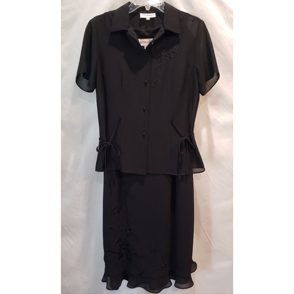 Studio 1 Women's 2-piece Black Sleeveless Dress w/Jacket - Size 8 - EUC